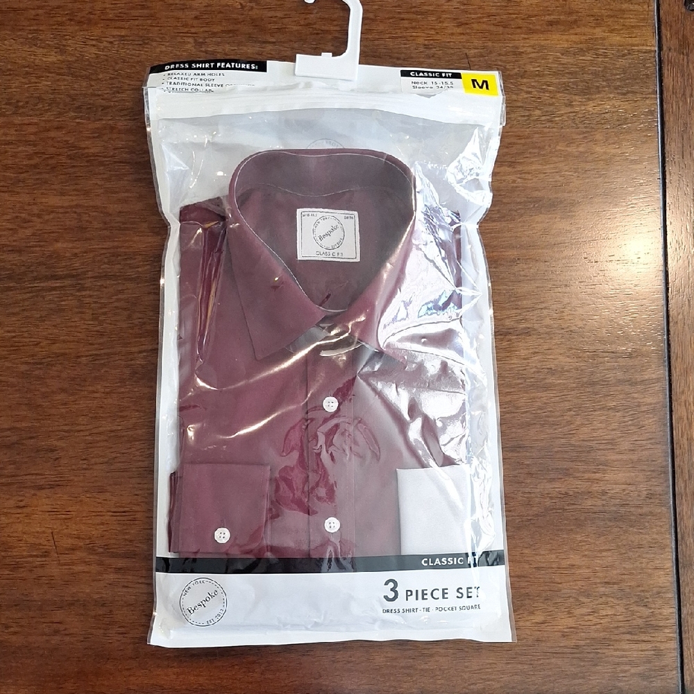 Bespoke Burgundy Dress Shirt for Men